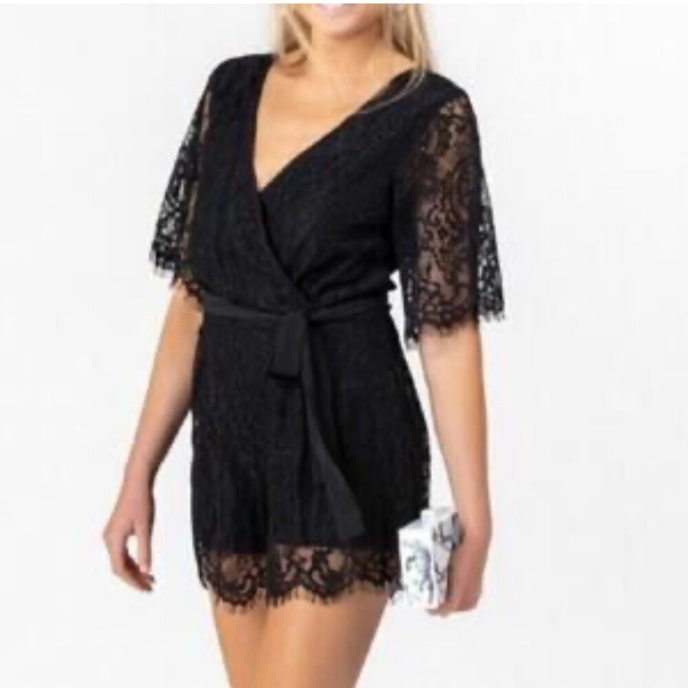 NWOT black lace romper